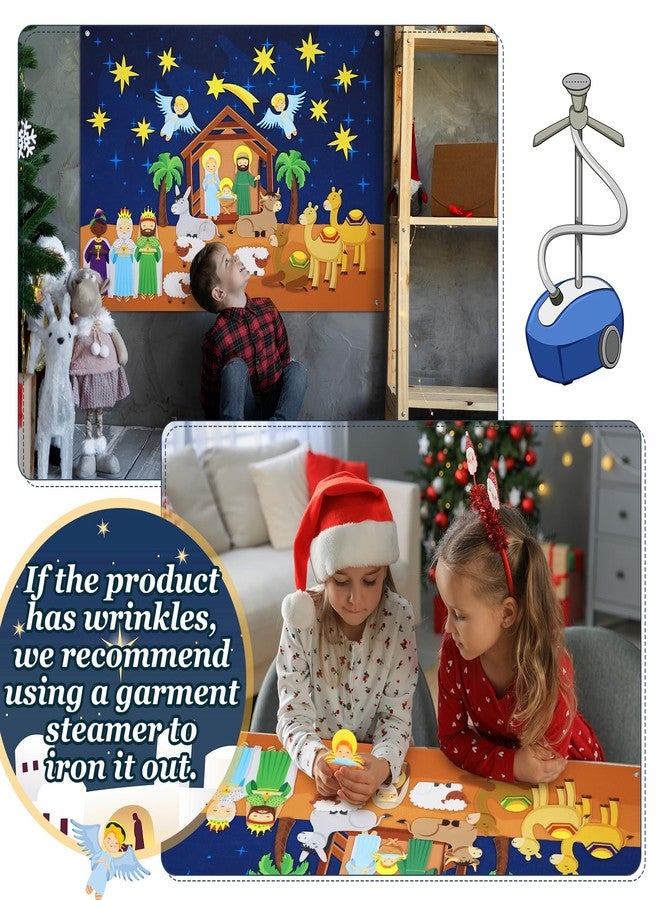 باتيير مجموعة باتيير المكونة من 31 قطعة من اللباد لمشهد ميلاد السيد المسيح للأطفال الصغار، تتضمن شخصيات من اللباد، ولوحة قصص تفاعلية، ومعمودية، ومناولة، وأنشطة كنسية، وإيمان مسيحي كاثوليكي، وعيد الميلاد (كلاسيكي). - Image 5